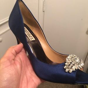 Badgley Mischka navy wedding shoes